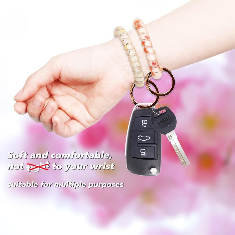 BIHRTC 6pcs Spring Flexible Spiral Wrist Coil Wrist Key Holder Plastic Stretchable Wristband Wristlet Keychain Wrist Band Key Ring Key Chain for Sauna Gym Pool ID Badge and Outdoor Sports - Image 3